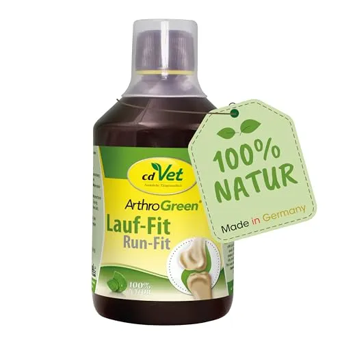 cdVet Naturprodukte ArthroGreen Lauf-Fit 500ml - Ergänzung für Gelenke von Pferd, Hund und Katze - ALLTAGSHELFER: Das Ergänzungsfuttermittel für Tiere unterstützt den Bewegungsapparat und fördert das Wohlbefinden durch natürliche Inhaltsstoffe. VIELSEITIGKEIT: Geeignet für alle Größen und Gewichtsklassen, ideal für eine gesunde Ernährung.