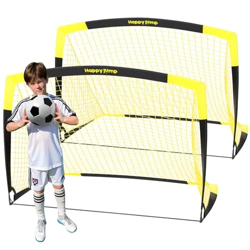 Happy Jump Pop-Up Fußballtore – 152x110 cm, 2 Tore | Robuste, Faltbare Tore aus Glasfaser für Kinder & Erwachsene | Für Outdoor & Freizeit