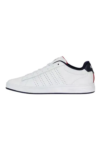 K-SWISS Court Base II Herren Sneaker 04411-130-M Weiß, Schuhgröße: 45 EU - Sneaker mit klassischem 5-Streifen Design, aus Leder mit Gummisohle, ideal für mühelosen Stil und hohen Komfort im Alltag.