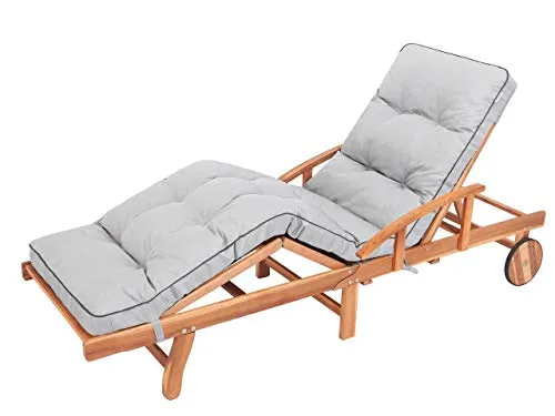 Bjird Liegenauflage für Gartenliege Hugo 201x55x8 cm - Gesteppt in Aschgrau - Gartenliegenauflage, perfekt für Deckchairs, bietet hohen Komfort und ist ideal für entspannte Stunden im Freien.