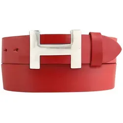 BELTINGER Designer Gürtel HENRY aus Vollrindleder 40mm | Eleganter Ledergürtel in Rot mit Silberner Schließe 120cm