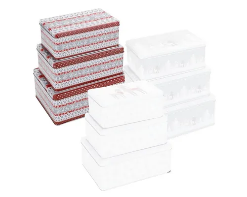bonsport Keksdose Weihnachts Keksdosen Set, rechteckig 3-tlg., Metall, (3-tlg), Schneeflocke / Tannenbaum / Rentier
