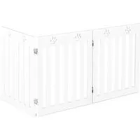 COSTWAY Absperrgitter Hunde - Flexibles Holzschutzgitter - Welpenauslauf mit freistehendem Design, ideal für Küchen und Treppen. Klappbar und erweiterbar für optimale Anpassung, schützt Ihre Wände und bietet Sicherheit für kleine Hunde.