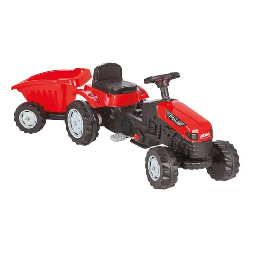 Trettraktor mit Anhänger, grün