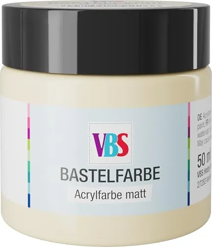 VBS Bastelfarbe 50 ml wasserfest lichtecht geruchsneutral lösungsmittelfrei hochpigmentiert matt Malfarbe Malen Farbe Farben Elfenbein