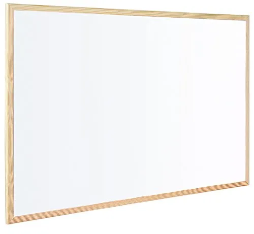 Bi-Office Budget Whiteboard mit Holzrahmen, trocken abwischbar, 5 Größen wählbar, 90 x 60 cm