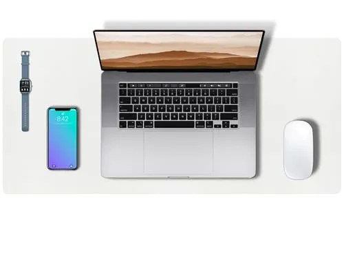 Abalter Schreibtischunterlage 60x35cm, PU-Leder Tischunterlage wasserdicht & rutschfest, XXL Mousepad Schreibunterlage, Schreibtischmatte für Büro & Home Office (Weiß)