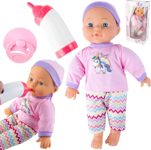 Malplay Babypuppe Zubehör Schnuller Flasche Spielzeug 30 cm weiche Puppe ab 3 Jahren Geschenk