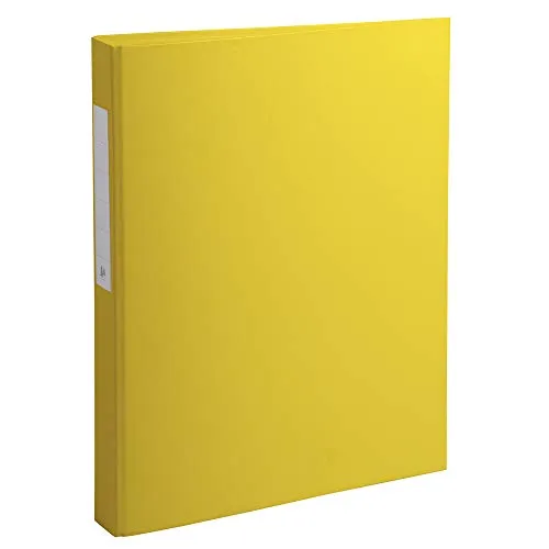 Exacompta 54386E Ringbuch 2 Ringe Füllhöhe 25mm, Rücken 40mm, aufgeklebtes Rückenschild, für DIN A4 Kunststoffbezug aussen und innen, gelb