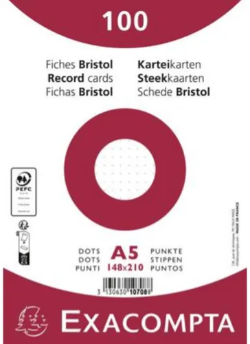 Exacompta 10708E Karteikarten DIN A5 Dots Weiß 205 g/m² 100 Stück