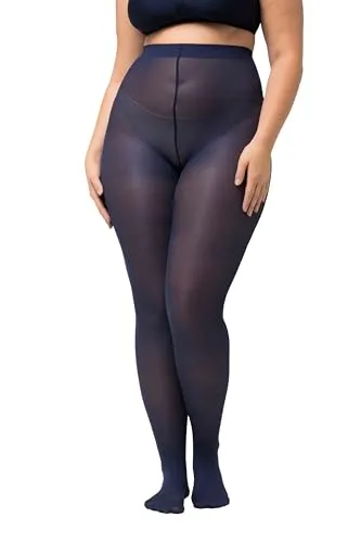 Ulla Popken Damen große Größen Übergrößen Plus Size Essential Mikrofaser-Strumpfhose, 60 den nachtblau 56/58 677767139-56+