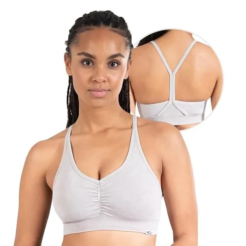 SMILODOX Sport BH Damen - Batik Acid Scrunch Sport Bra - Blickdicht rutschfest Crop Top - Schöner Rückenausschnitt - Atmungsaktive Tank Top für Yoga Fitness Gym, Größe:XS, Color:Beige