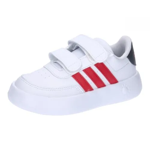 adidas Jungen Unisex Kinder Breaknet 2.0 Schuhe - Tennisschuhe in Cloud White/Better Scarlet/Carbon - Sneaker für Jungen mit praktischem Klettverschluss und bequemer EVA-Sohle für optimalen Tragekomfort und Unterstützung beim Spielen.