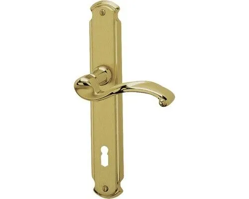 Langschildgarnitur Bianca in Messing, poliert und satiniert in gold von Alpertec