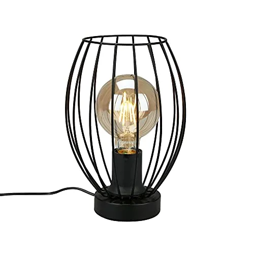 BRILONER Tischleuchte 1x E27 Schwarz - Moderne Tischlampe aus Metall, ideal als Nachttisch- oder Schreibtischlampe. Edles Design mit optimaler Ausleuchtung und praktischem Kabelschalter. Perfekt für den Innenbereich.