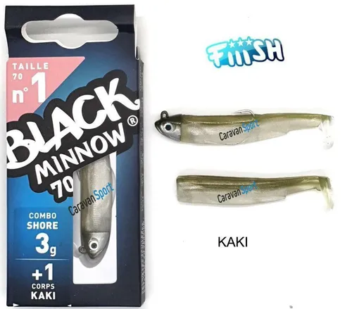 FIIISH BLACK MINNOW KOMBO 70 N 1 KAKI 3 GR SHORE SILIKON KÖDER SPIGOLA SILIKON