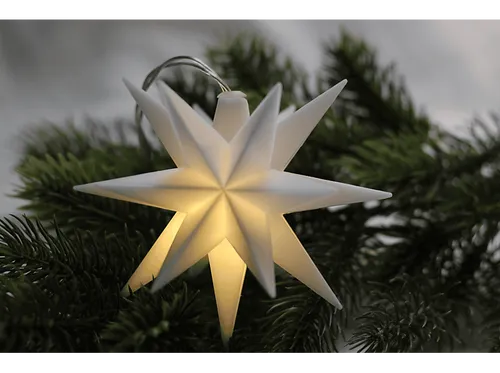 LED Stern weiß 12 cm Batteriebetrieb Timer 6/18 Stunden Weihnachtsstern