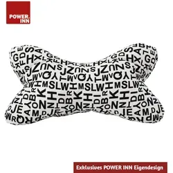 POWER INN® Leseknochen | Weiß mit Schwarzen Buchstaben | Klassisch | Nackenkissen | Reisekissen