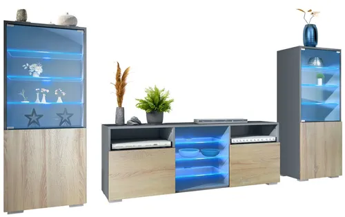 Vladon Wohnwand Granada mit LED-Beleuchtung von Vladon