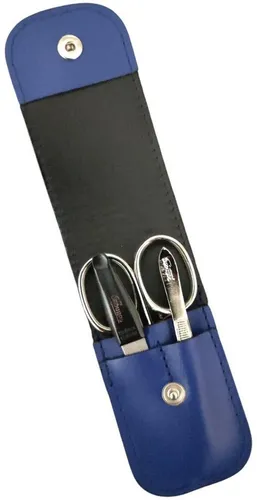 EloModa Maniküre-Etui 3-teiliges Solingen Maniküre Set mit Leder Etui, Nagelschere, Feile, 3 tlg., Made in Germany