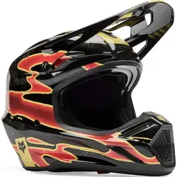 FOX V3 RS Inning Motocross Helm, schwarz-rot, Größe XL - Hochwertiger Motocross Helm mit MIPS®-Technologie zur Reduzierung von Rotationskräften. Ultraleichte Karbonfaserschale für verbesserte Sicherheit und Komfort im Offroad-Einsatz.