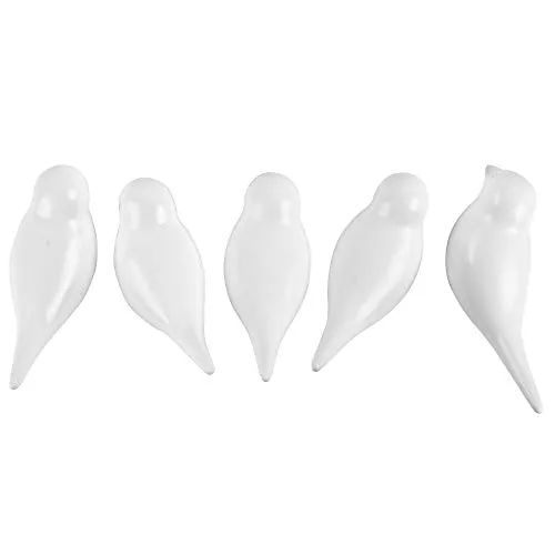 WEFLAIR 5er-Set Vogel Kleiderhaken, Wand Haken, Wand Dekoration Mantelhaken für Mänteln, Mützen, Schals, Jacken, Kleidung und Kopfhörer, Weiß