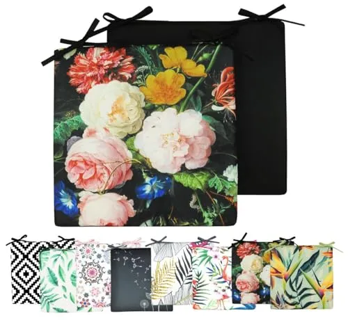 JACK Motiv Outdoor Wende Stuhlkissen 40x40cm Lounge Kissen Wasserfest Sitzkissen Garten Lotus Effekt, Farbe:Blütenmeer