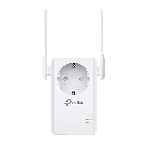 TP-Link TL-WA860RE N300 Universal Range Extender with Extra Power Outlet, Broadband/Wi-Fi Extender, Wi-Fi Booster/Hotspot with 1 Ethernet Port and 2 External Antennas, Plug and Play, UK Plug