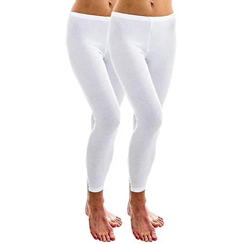 HERMKO 1720 2er Pack Damen Legging aus 100% Bio-Baumwolle, Legging, Farbe:weiß, Größe:36/38 (S)