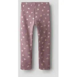 NAME IT Mädchen Nmftavina Sweat Fleece Bru Noos Leggings, Grape Shake/Print:w. Glitter Hearts, 98 EU