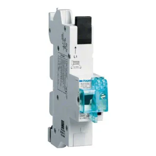 Hager SLS-Schalter 1P E-25A - Diverse H, einpoliger SLS-Schalter mit 25A für Sammelschiene QuickConnect, bietet Sicherheitsfunktionen wie Multifunktionsverschluss und Kontaktstellungsanzeige.