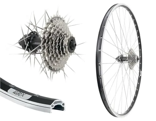 AGGRO-X 28 Zoll Hinterrad 19-622 Laufrad Hohlkammer V-Brake Tourney QC300 mit 8 Fach Zahnkranz Kassette HG41 24 Gang