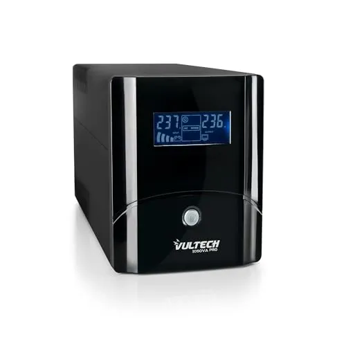 Vultech UPS1050VA-PRO: Unterbrechungsfreie Stromversorgung mit LCD Display - Kategorie: Unterbrechungsfreie Stromversorgung. Bietet 1050 VA und 560 Watt Leistung mit AVR-Schutz, ideal für die sichere Stromversorgung empfindlicher Geräte.