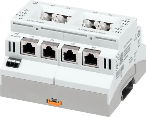 Phoenix Contact 1473642FL SWITCH 1104-4POE - Industrie Ethernet Switch mit 4 PoE-Ports, ideal für die flexible Vernetzung von Geräten in industriellen Umgebungen.