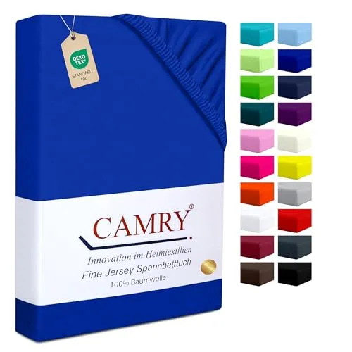 Camry Boxspringbett & Wasserbett Spannbettlaken 180x200-200x220cm Royalblau für Matratzen bis 35cm Matratzenhöhe Baumwolle Oeko-Tex 100