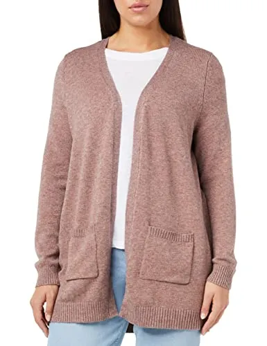 ONLY Carmakoma Damen Caresly L/S Open Knit Cardigan - Strickjacke in Rose Brown mit melange Detail, gemütlich und weich für Damen in Übergröße - ideal für stilvolle Lagenlooks.