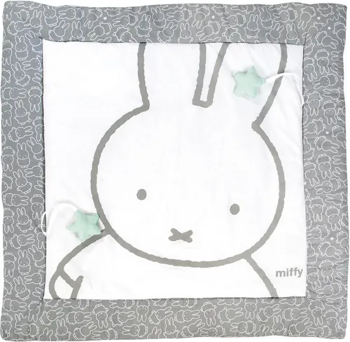 roba Spiel- & Krabbeldecke miffy 100 x 100 cm - Weiche Baby Spieldecke aus 100% Baumwolle, ideal für erste Turnversuche und schadstoffgeprüft. Inkl. Spielanhänger, maschinenwaschbar und trocknergeeignet.
