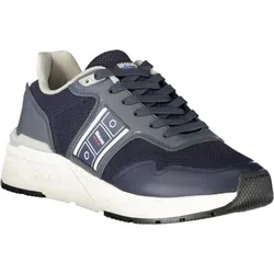 Blauer Herrensportschuh mit Kontrasten und Applikationen - Wanderschuhe für Herren, stilvoll und funktional mit optimalem Halt durch Schnürsenkel. Ideal für sportliche Aktivitäten und lässige Outfits.