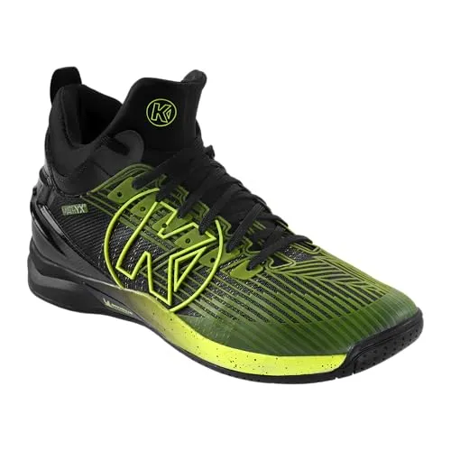 Kempa Unisex Attack Mid Sport-Schuhe, schwarz/Fluo gelb, 50 EU - Herren-Handballschuhe mit MATRYX 2.0 für optimale Stabilität und SOFT FIT für höchsten Tragekomfort. KINETIC POWER Dämpfung sorgt für explosive Bewegungen und MICHELIN Laufsohle bietet besten Grip.