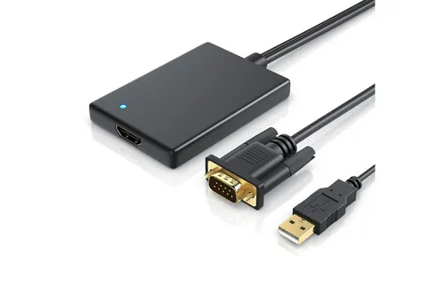 CSL Audio- & Video-Adapter VGA, USB Typ A zu HDMI, VGA zu HDMI Adapter, Konverter Kabel 1920x1080 Full HD 1080p