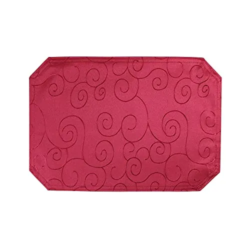 Haus und Deko Platzset 35 x 50 cm Beere Tischset Struktur Damast Circle, bügelfrei fleckenabweisend Platzdeckchen, abwaschbar abwischbar Untersetzer Tischsets