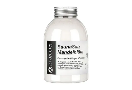 Purelia Sauna-Aufgussset PURELIA Sauna Salz Mandelblüte 650g Peelingsalz Sauna Salz Peeling
