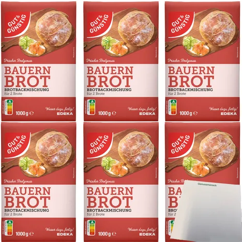 Gut&Günstig Brotbackmischung Bauernbrot 6er Pack 6x1000g Packung usy Block
