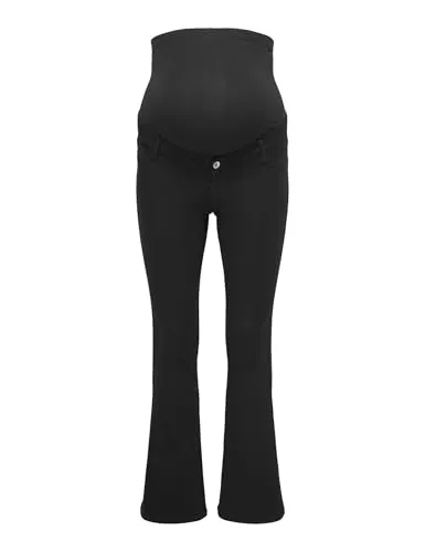 ONLY MATERNITY Damen Olmrain Life Reg Push Up Flared Noos, Black Denim, S / 32L - Stylische Jeans für werdende Mütter, mit Push-Up Effekt und ausgestelltem Schnitt für optimalen Komfort und perfekten Sitz.