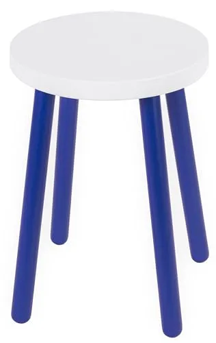 Spec-Wood Hocker Holz - Barhocker - Küchenhocker - Blumenständer - Kleiner Couchtisch - Pflanzenständer - Rund - Weiß/Blau