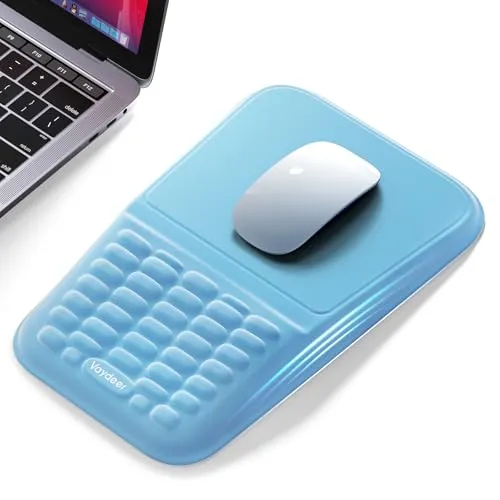 VAYDEER Mauspad mit Gelkissen, Ergonomisches Mousepad Handauflage [Schmerzlinderung] [Gesunde Haltung] [Memory-Schaum] [Hautfreundlich] [Rutschfest] Handgelenkauflage für Computer Laptop (Hellblau)