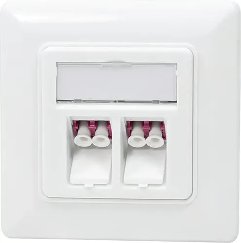 LOGILINK LWL-Anschlussdose NK4024 mit 2 LC-Duplex Adaptern - Praktische Unterputz-Anschlussdose in reinweiß für eine saubere und platzsparende Installation von Lichtwellenleitern.