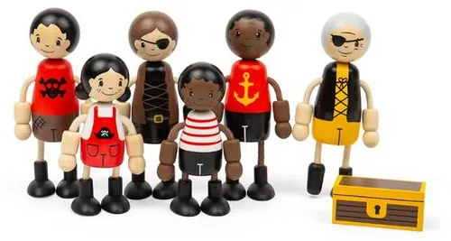 BigJigs Piratenpuppen Holzspielset für Kinder