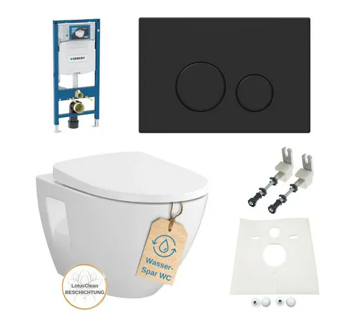 HGMBAD Vorwandelement WC Geberit mit Sigma Betätigungsplatte in Schwarz - Elegantes Vorwandelement für Wandmontage mit spülrandloser Technologie. Ideal für moderne Bäder, inklusive 2-Mengen-Spülung für effizienten Wasserverbrauch.
