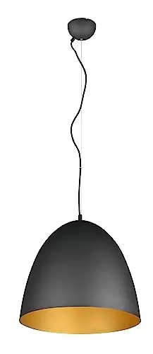 Reality Leuchten Pendelleuchte Tilda R30661980 - Elegante Pendelleuchte in Schwarz matt und Gold, mit stufenlos einstellbarer Höhe bis 150 cm. Ideal für stilvolle Wohnräume - Leuchtmittel nicht enthalten.
